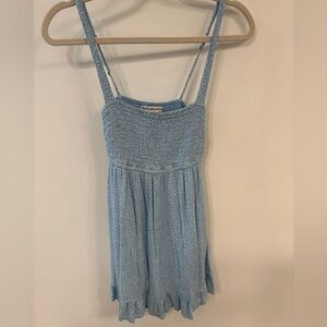 Abercrombie and Fitch Blue White Polka dot square neck mini dress Small